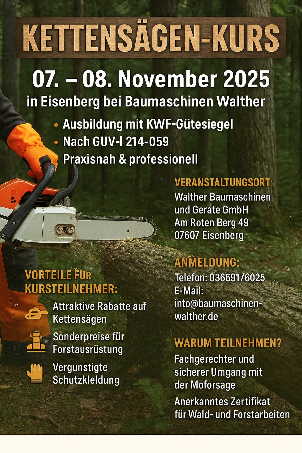 Kettensägen Kurs Walther